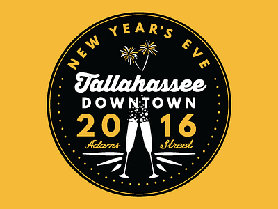 Tallahassee New Year's Eve 2016 2016 adams branding champagne design downtown fireworks florida illustration logo street tallahassee typography vector