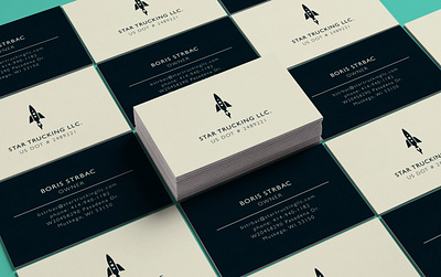 Star Trucking Business Cards best blue brand branding clean company contrast design designer freight icon iconography logo minimal rocket ship space travel truck vector