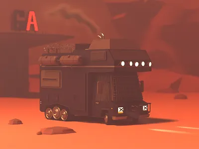 Camper Trippin' apocalypse style 3d apocalypse blender camper car illustration lowpoly mad max zombie