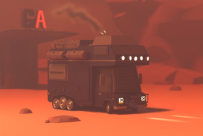 Camper Trippin' apocalypse style 3d apocalypse blender camper car illustration lowpoly mad max zombie