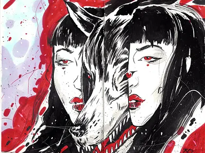 Last Sketch of 2019 ink moleskine sketch sketchbook wolf