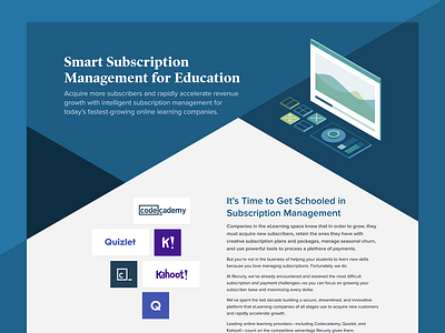 Recurly for Education Page design education illustration subscription management subscriptions