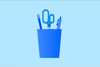 Utensils illustration pen pencil pencil cup scissors utensils vector