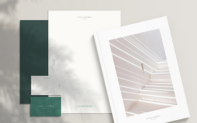 Casa Pueblo Branding branding branding design green magazine minimal stationery white