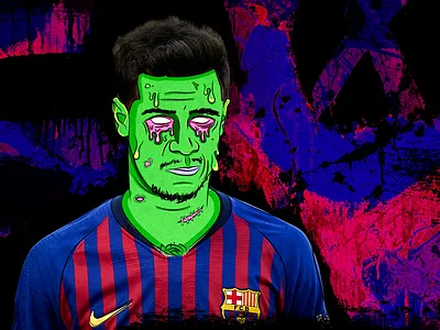 Coutinho barcalona coutinho football grime illustration player rotten zombie