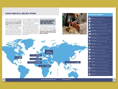 SAMS Annual Report interior spread annual report annualreport graphic design infographic information design medical print