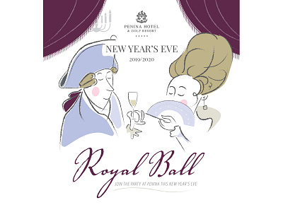 Royal Ball NYE party at Penina Hotel and Golf Resort design illustration nye vector