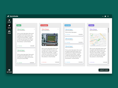Verminate - Bug Tracker design flat software design software development ui
