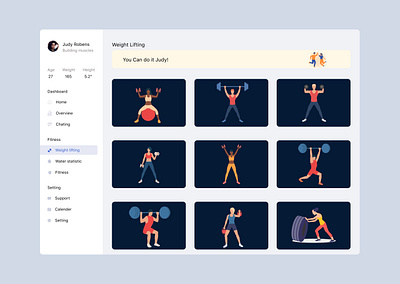 Weight lifting dashboad figma fitness app illustrator overview ui ux weight lifting