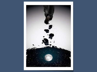 MoonWalk alone blackandwhite brushes darkness digitalart lonely michaeljackson moon moonwalk night puddle reflection splat starry stars tracks vector vectorart walkaway walking