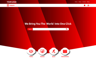 Simple Red Landing Page design illustration illustrator logo minimal ui ux vector