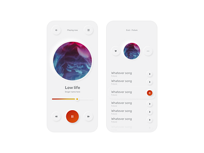 Simple Music Player(Light) app app design digital gradient minimal mobile music neumorphism ui ux