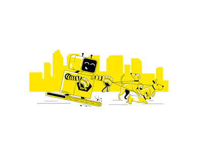 Robot dog dogs illustration robots vector yellow