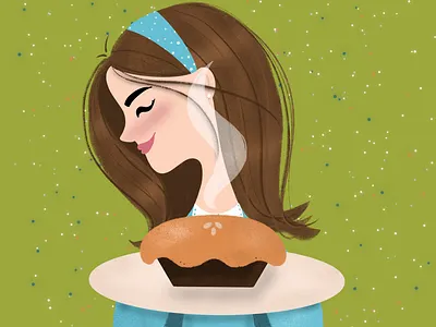 Pie Girlie baking cute girl illustration girly headband smile