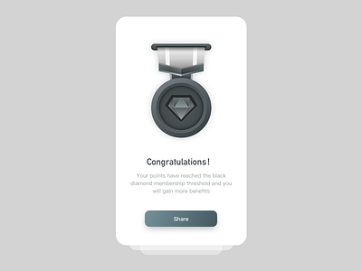 Reward UI black design dimond icon medal medical popup sketch ui ux vip