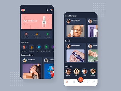 Cosmetic app app app design app screens beauty app cosmetics design home screens