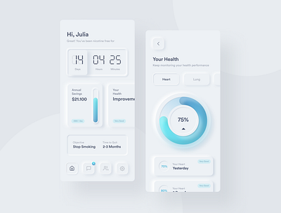 Freedom Pods App | Neumorphic Exploration application design gradient mobile mobile app neumorphic neumorphism stop smoking ui uidesign user interface ux