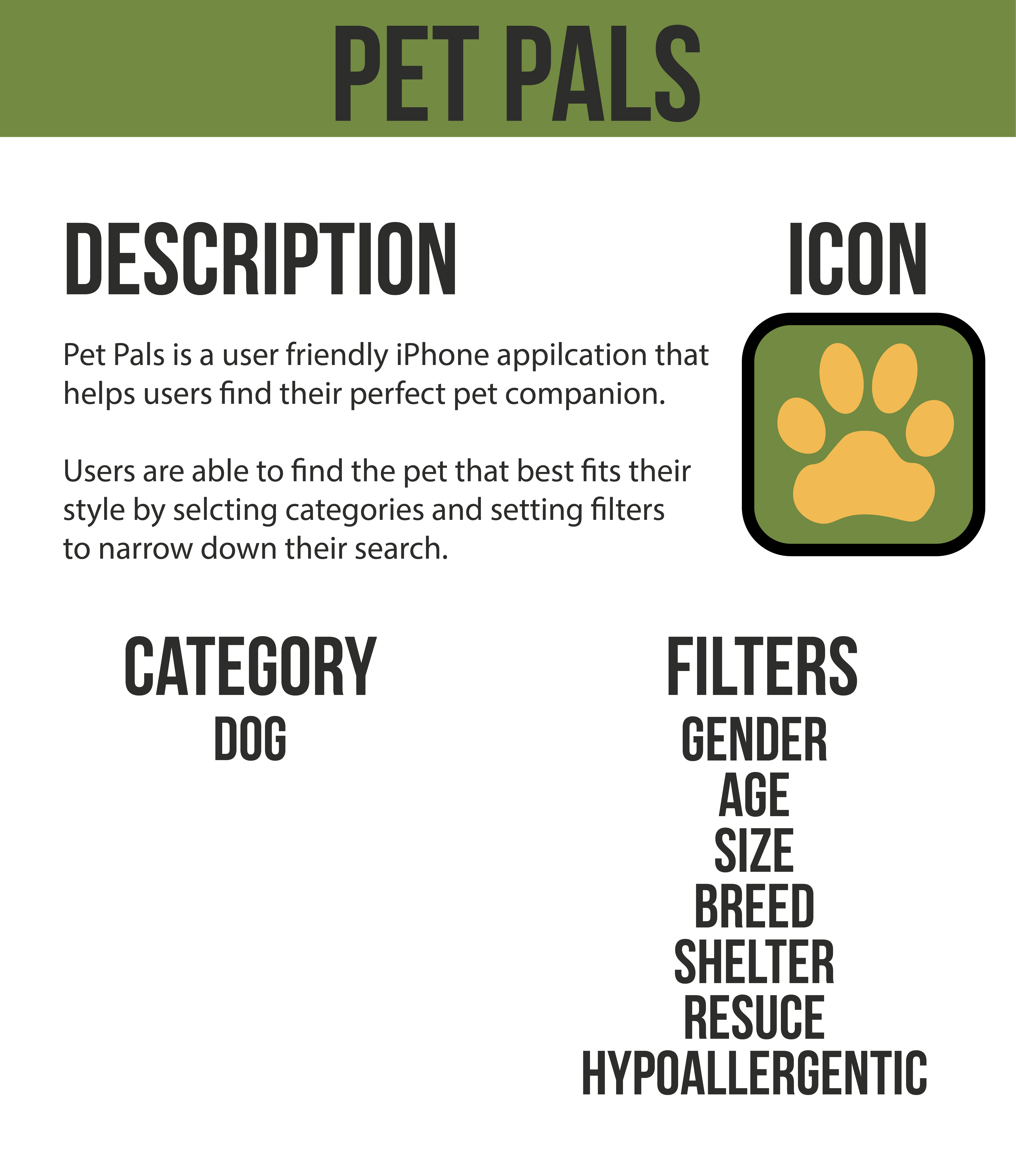 Example of Pet Pals - Information Architecture Project