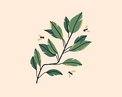 still growing!! botanical branch illustration leaves nature plant tree