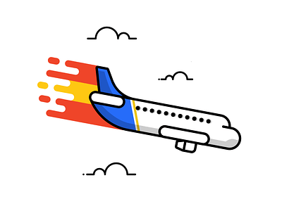 Plane Crash illustration aircraft airplane blue clouds crash dailyicon dailyillustration design icon icondesign illustration lineicon minimalist orange plane redesign vector