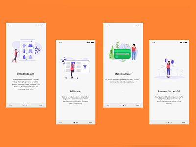 Walkthrough Screen _Shopping App adobe adobexd app cart colour dress ios iosapp online payment photoshop shopping app ui walkthrough