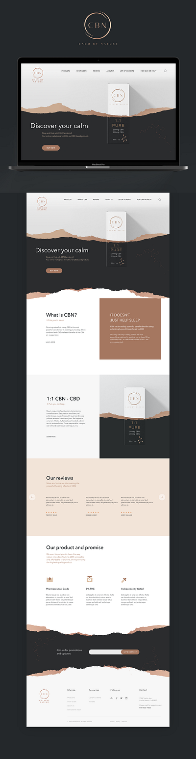 Web design: Calm By Nature icon one page web design website
