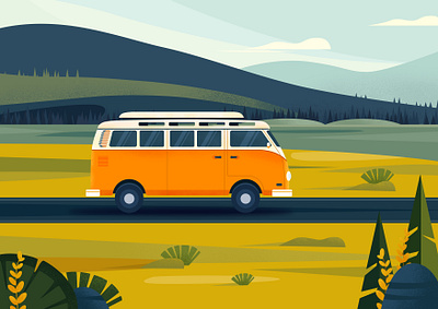 car app car illustration mountain