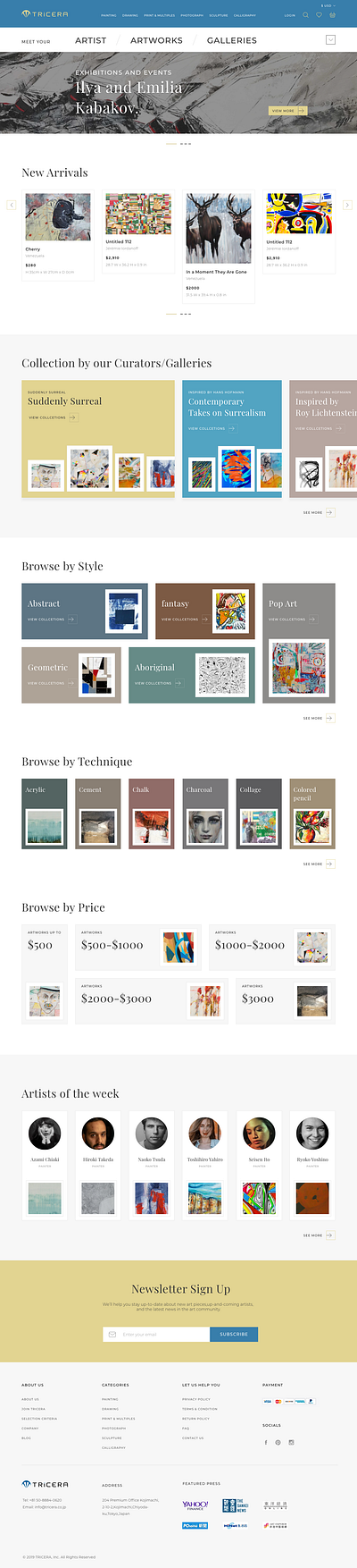 Art website art website e commerce flat online store website website design