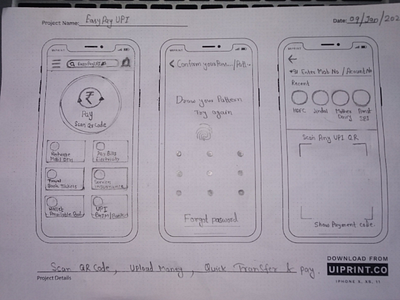 EasyPay UPI mockup ui sketch wirefream