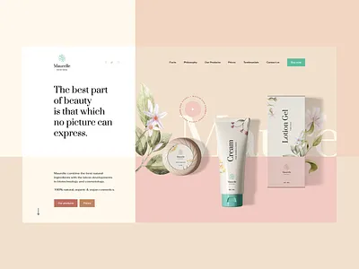 Maurelle 🌿 branding cosmetic cosmetics design flora illustration landingpage nature onepage packing ui ux visiontrust web webdesign webdesigner website