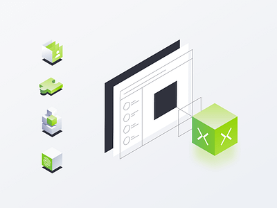 Reference Checking Illustrations and Icons 2.5d branding cube design document icon illustration illustrator isometric neon reference sheet ui vector