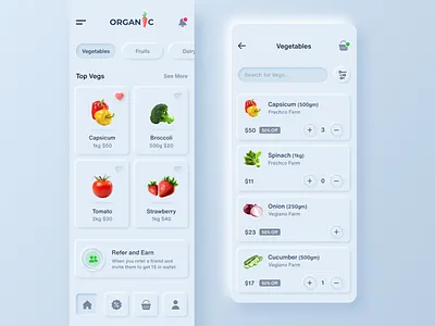 Skeuomorph Grocery App app app design clean clean design clean ui design grocery app grocery online grocery store ios minimal mobile mobile app mobile ui typography ui ui ux ui design ux vegetables