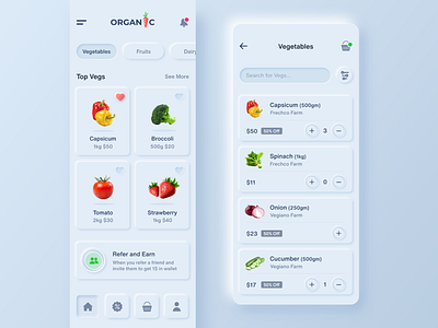 Skeuomorph Grocery App app app design clean clean design clean ui design grocery app grocery online grocery store ios minimal mobile mobile app mobile ui typography ui ui ux ui design ux vegetables