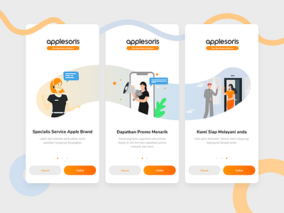 onboarding screen for Applesoris apps 2020 trend android app app color interace interaction design onboarding orange trend ui ui ux