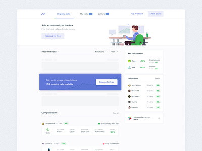 Bitcallz crypto-prediction platform bitcoin call community crypto investing leaderboard prediction product design traders trading trial uiux webapp