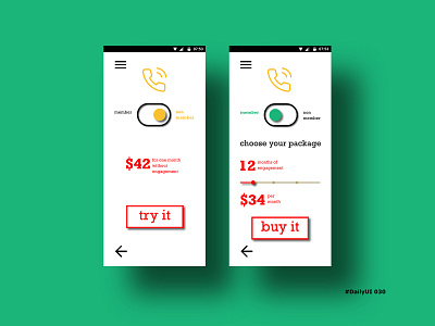 DailyUI030 buy dailyui030 engagement member package prices pricing page try