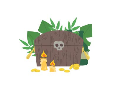 antique chest candles cartoon chest childish design digitalart digitaldrawing gold graphic illustration leaf pirate vector vectorart vectorillustration