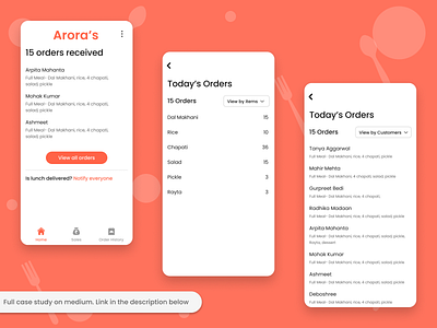 Checking total orders app design food mobile ui uiux ux