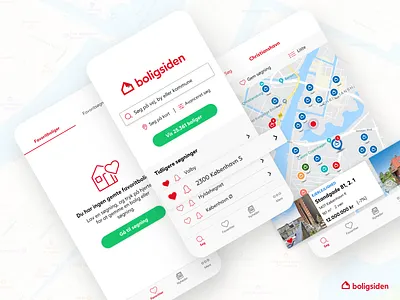 Boligsiden app app app design design favorites house hunting ios map mobile search bar ui