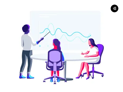 Meeting 18design character design graphs illustration logo man office people vector web website woman