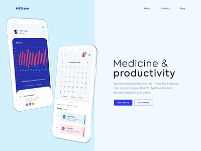 Above the fold - Med.Pro App 3d animation app clean colors design minimal mobile ui ux