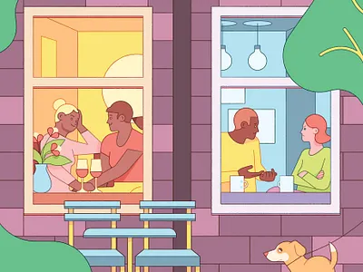 Dating character digital editorial folioart home illustration kiki ljung people vector