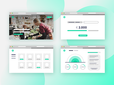 minimalistic product presentation bank branding clean dashboard design green illustration insurance portfolio product saving ux design website