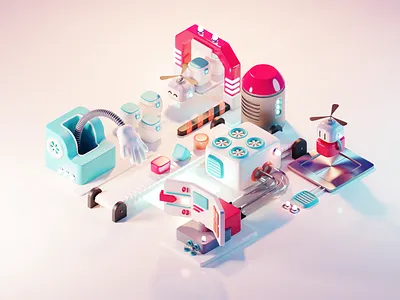 Bots 3d 3d ilustration automation blender ecommerce illustration isometric render web illustration