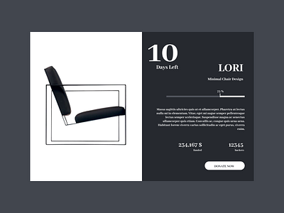 Minimal Chair app backers chair crowdfunding campaign dailyui dailyui 032 dailyui032 dailyuichallenge design figma figmadesign graphic design interface minimal ui ui design uidesign uiux