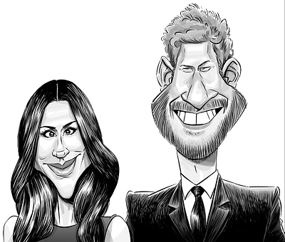 Royal caricature caricature design harry illustration meghan prince