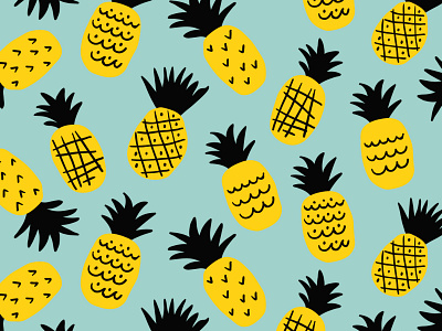 Cute pineapples seamless pattern branding cute design fine arts fruit illustration illustrator pattern pineapple postcard seamless sketch summer summer party summertime taty vovchek textile texture vacation