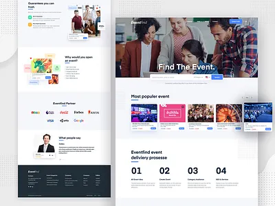 Eventfind Events - Landing Page confarance consultancy design dotpixsel dribbble event event app event branding event flyer expolration financial identaty landingpagedesign page site user interface web xd design