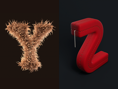 36 Days Of Type 2019. Y-Z 36 days of type 36daysoftype 36daysoftype06 3d alphabet art c4d c4d42 character cinema4d design hair illustration letter lettering letters print snake type typography