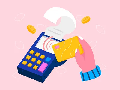 Wireless payment concept card cartoon check contactless design illustration payment payment app shopping terminal ui vector
